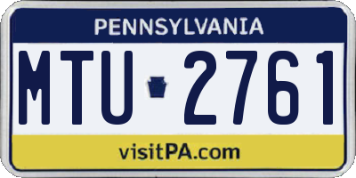 PA license plate MTU2761