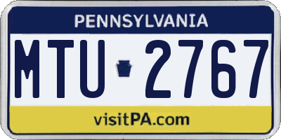 PA license plate MTU2767