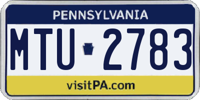 PA license plate MTU2783