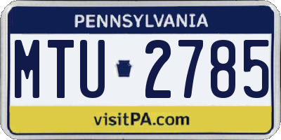 PA license plate MTU2785