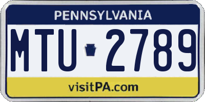 PA license plate MTU2789