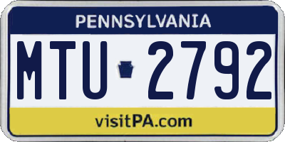 PA license plate MTU2792