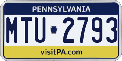 PA license plate MTU2793