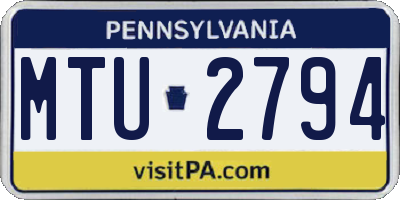 PA license plate MTU2794