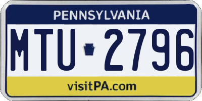 PA license plate MTU2796
