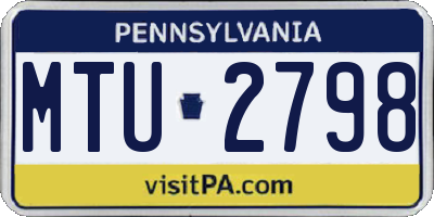 PA license plate MTU2798
