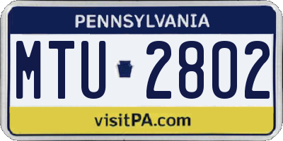 PA license plate MTU2802