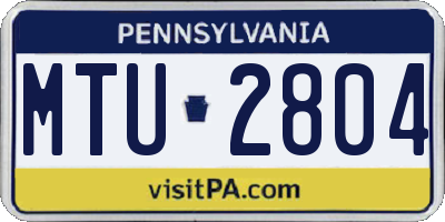 PA license plate MTU2804