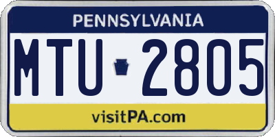 PA license plate MTU2805