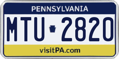 PA license plate MTU2820