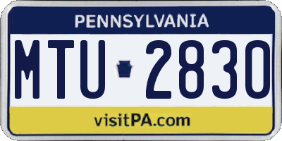 PA license plate MTU2830