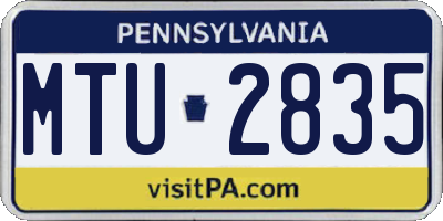 PA license plate MTU2835