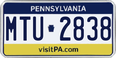 PA license plate MTU2838