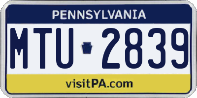 PA license plate MTU2839