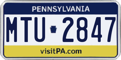 PA license plate MTU2847