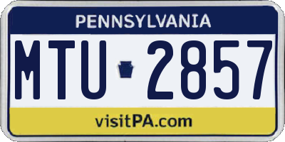 PA license plate MTU2857
