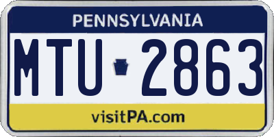 PA license plate MTU2863