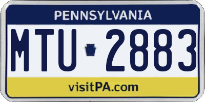 PA license plate MTU2883