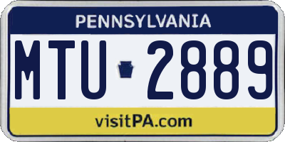 PA license plate MTU2889