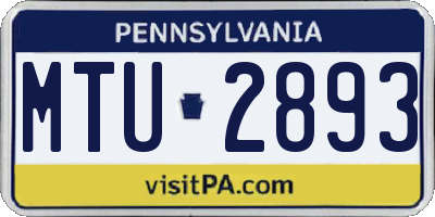 PA license plate MTU2893