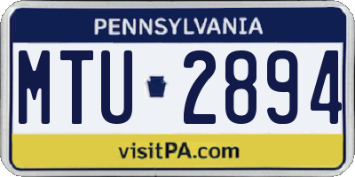PA license plate MTU2894
