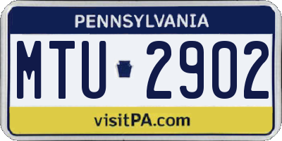 PA license plate MTU2902