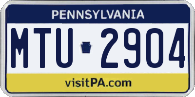 PA license plate MTU2904