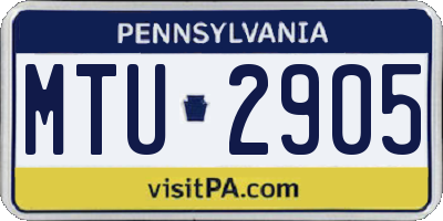 PA license plate MTU2905