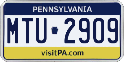 PA license plate MTU2909