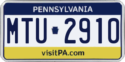 PA license plate MTU2910