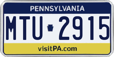 PA license plate MTU2915