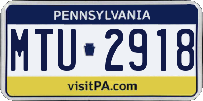 PA license plate MTU2918