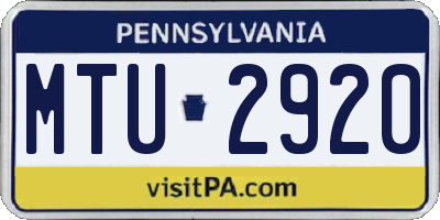 PA license plate MTU2920