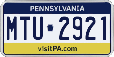 PA license plate MTU2921