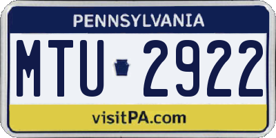 PA license plate MTU2922