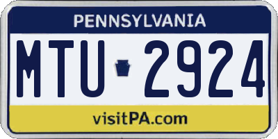 PA license plate MTU2924
