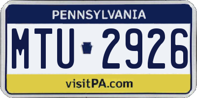 PA license plate MTU2926