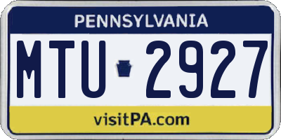PA license plate MTU2927