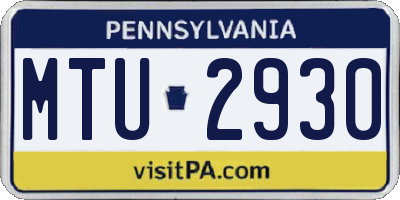 PA license plate MTU2930