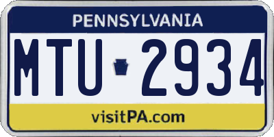 PA license plate MTU2934