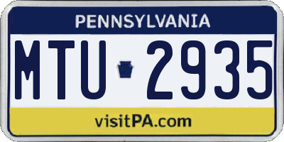 PA license plate MTU2935