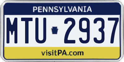PA license plate MTU2937