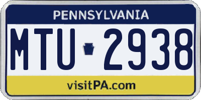 PA license plate MTU2938