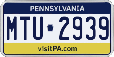 PA license plate MTU2939