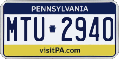 PA license plate MTU2940