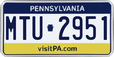 PA license plate MTU2951