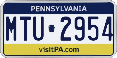 PA license plate MTU2954