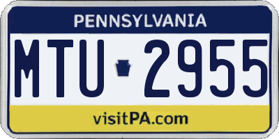 PA license plate MTU2955