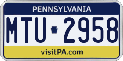 PA license plate MTU2958