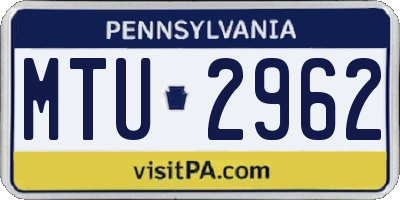 PA license plate MTU2962